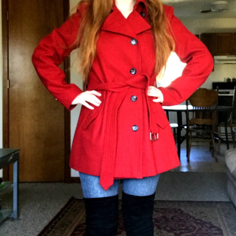 a.n.a red wool coat